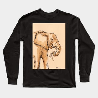 Breakfast - Elephant #28 Ink Wash Painting Long Sleeve T-Shirt